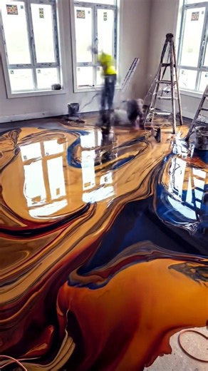 From messy concrete to a glossy masterpiece! 🪄✨ #asmr #shorts #epoxyflooring #satisfying #asmrart