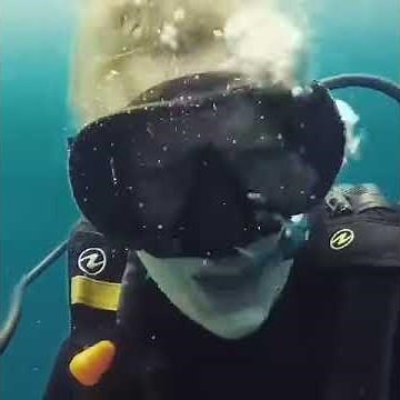 Woman talking Underwater