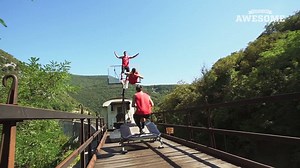 This is insane! Trampoline dunks on a train!! The Dunking Devils take dunks to a whole new level! | People Are Awesome