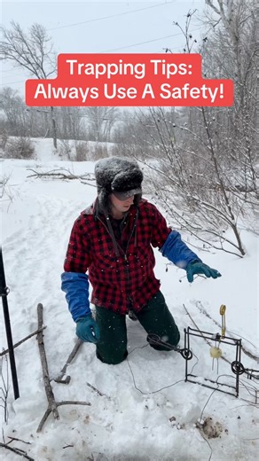Using a safety when setting body gripping traps is a must, especially when trapping under the ice. There are several designs on the market and they all work. I find this particular design is best when you are setting traps under ice and working over the top of them. I treat the safety on a body grip the same way I do a firearm, it stays on until the absolute last second necessary. #education #trapping #fur #wildlifemanagement #newenglandnaturals | New England Naturals