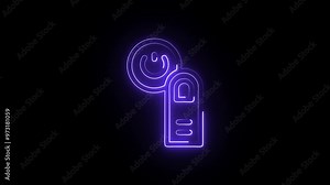 Neon Shut Down animated icon on dark background. Glowing animated Shut Down symbol. Digital Shut Down icon visual.