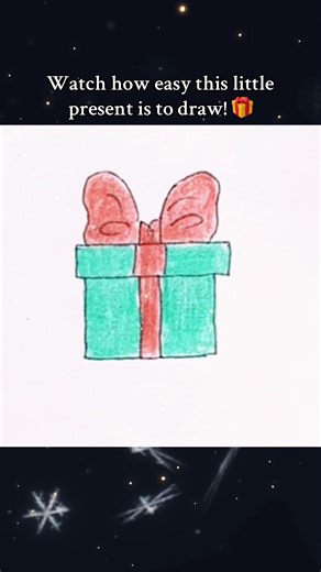 🎁✨ The quickest little present you’ll ever draw! So simple, so cute — and perfect for adding some Christmas magic to your page! ❤️🎄 #EasyPresentDrawing #ChristmasDrawing #HolidayArt #TinyArtAcademy #DrawingForKids