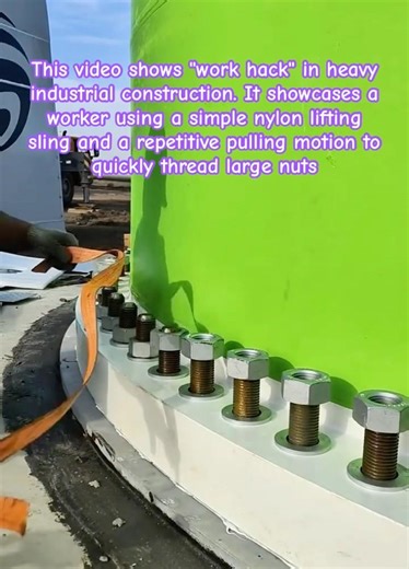tightening oversized nuts #ConstructionLife #CivilEngineering #WindTurbine #HeavyIndustry #SteelWork