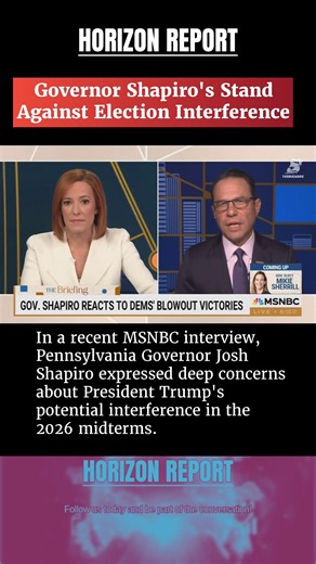 Governor Shapiro's Stand Against Election Interference In a recent MSNBC interview, Pennsylvania Governor Josh Shapiro expressed deep concerns about President Trump's potential interference in the 2026 midterms. Drawing from his experience as state Attorney General, where he successfully challenged 43 Trump-related lawsuits in 2020, Shapiro is committed to ensuring fair elections. He warns of Trump's "unleashed" approach and the enabling role of his inner circle. As Pennsylvania's recent electio