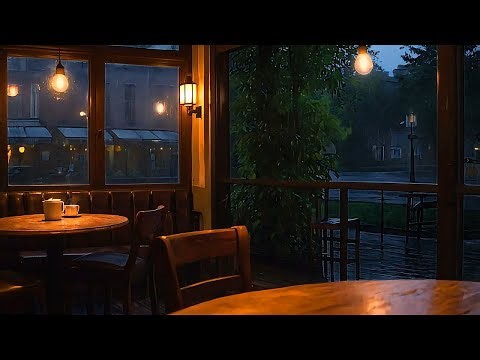 Cozy Coffee Shop Rain ☕ Smooth Jazz for a Calm Night