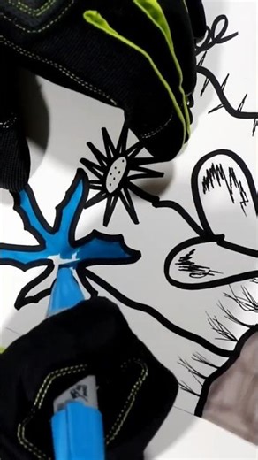 Sharpie Drawing "Blue Flower" Chad Ink Art