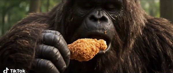 ASMR: Bigfoot Tries Crunchy Fried Chicken 🍗 #bigfoot #mukbang #ASMR #foodchallenge #funnyvideos