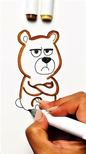 Grumpy Bear Drawing 🐻😤 | Easy & Funny Draw and Color | #Shorts