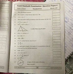 Ganit Sambodh Examination : Question Paper-3 Time: 2 hour Stand... | Filo