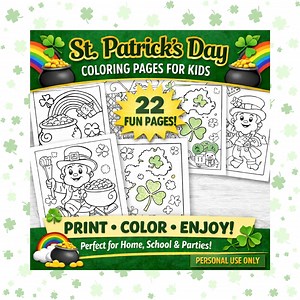 St Patrick’s Day Coloring Pages for Kids - Etsy