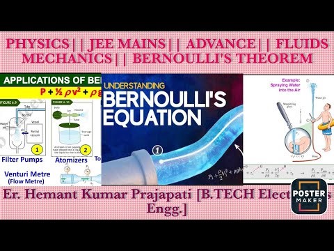 PHYSICS || JEE|| ADVANCE || FLUIDS MECHANICS|| CONTINUITY EQUATION IN STREAMLINE FLOW|| BERNOULLI'S 