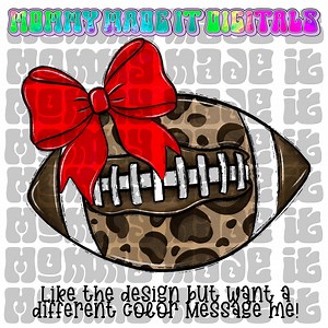 Red Leopard Football PNG: Preppy Bow Clipart for Team Spirit (digital Design - Etsy