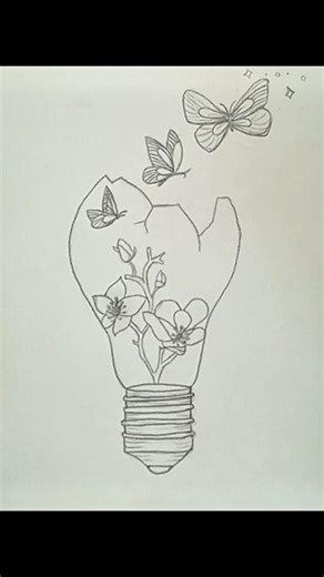 Broken Light Bulb Drawing | Aesthetic Pencil Sketch ✏️🦋🌸