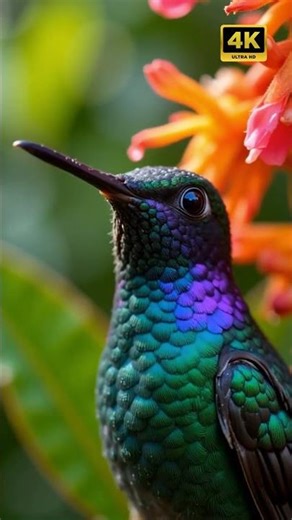 Hummingbird Up Close: A Tiny Jewel's Iridescent Beauty Revealed! #Hummingbird