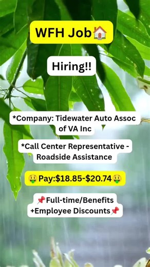 WFH Job🏠 Hiring!! Call Center Representative -Roadside Assistance. 🤑Pay:$18.85-$20.74🤑 Work from home Remote jobs Immediate hire work from home jobs Wfh Remote No experience Flexible Schedule #remotejobs #wfhjobs #workfromhome #wfh #remote