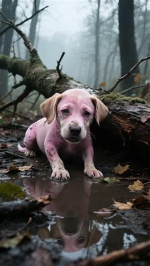 Baby Dog Crying Under Fallen Tree