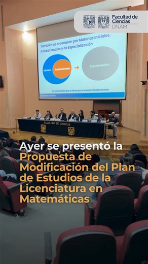 🎓 Ayer se presentó la Propuesta de Modificación del Plan de Estudios de la Licenciatura en Matemáticas en la Facultad de Ciencias. Conoce los principales cambios y objetivos del nuevo plan. 📄 Consulta la propuesta completa aquí 👉 https://bit.ly/4qxUaXd #UNAM #FacultadDeCiencias #Matemáticas | Facultad de Ciencias