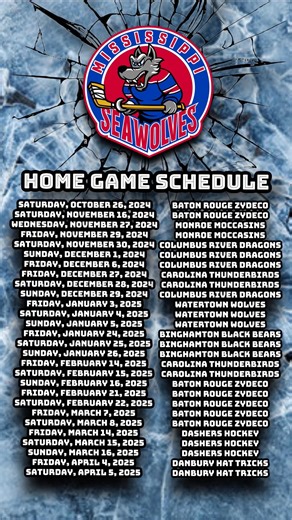 Here is your Mississippi Sea Wolves home game schedule! We can’t wait to be back on the ice! 🏒 🧊 🥅 | Beer League BS