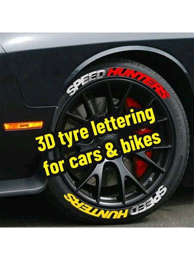 3D custom tyre lettering stickers for cars and bikes #tyrelettering #motorcycleaccessories
