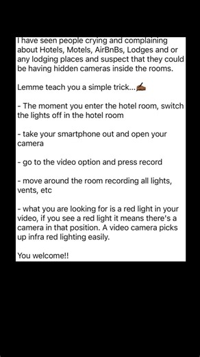how to check hotel rooms for hidden cameras | Subscribe for more #motivation 😊👍
