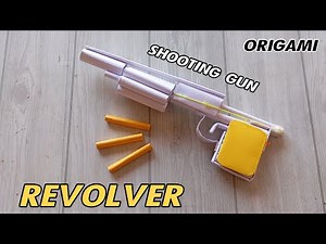 REVOLVER ORIGAMI|HOW TO MAKE PAPER GUN ORIGAMI TUTORIAL|SHOOTING WITH USING RUBBER BAND