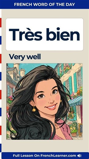 Très bien (very well) is one of the most common French adverbs and is used constantly in greetings, reactions, and everyday sentences. While the meaning seems simple, très bien follows specific placement rules and includes a key pronunciation trap that many learners miss — especially the nasal ending. This lesson breaks it all down clearly with real examples and native audio. https://www.frenchlearner.com/french-word-of-the-day/tres-bien/ Pronunciation (IPA) /tʁɛ bjɛ̃/ How French speakers use tr