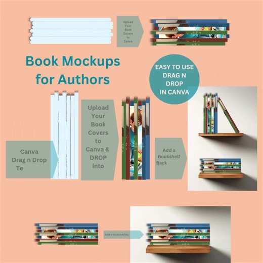 Book Stack Mockup Bundle 9 Canva Book Cover Editable Templates - Etsy
