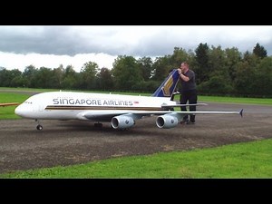 A 15 Foot Long Radio Controlled Airbus A380 Model Plane Taking Off and Flying