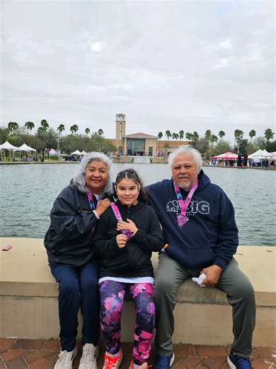 5k success! Today was my mom, dad, and baby girl's first 5k! Cami got into the zone, listened to @KATSEYE and just enjoyed her walk! My dad found humor in every turn, joked with every staff member, and used every ounce of determination and discipline to successfully finish!! My mom, forever the support system followed with such silent and powerful strength! I am in awe of every single one of them!!! My running journey, as independent as it is, is nothing if I can't inspire the most important peo