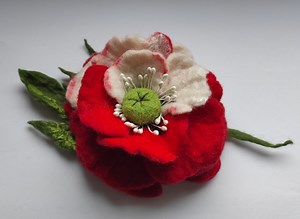 Red Poppy Felt Brooch, Felted Brooch, Wool Accessory, Gift for Mother From Daughter, Jewelry Poppy, Poppy Flower Brooch, Felt Poppy Flower, - Etsy