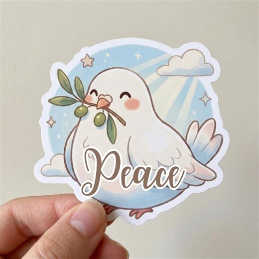 Peace Dove Vinyl Sticker - Olive Branch Bird Decal, Mindfulness Gift, All Sizes - Etsy