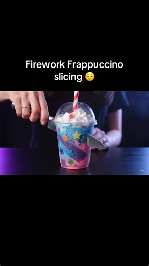 Firework Frappuccino Slicing ASMR Experience