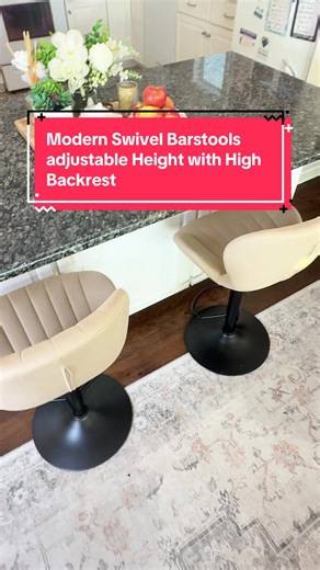 These modern swivel bar stools just elevated my entire kitchen 😍 ✔️ Counter height ✔️ Smooth swivel ✔️ High backrest for real comfort ✔️ Neutral beige that matches everything ✔️ 3–5 minute assembly (YES, really) Perfect for kitchen islands, home bars, or dining spaces that need a quick refresh without a full remodel. They look high-end but are super easy to put together — no all-day project required. If your kitchen feels “blah,” this might be the upgrade you didn’t know you needed ✨ #barstool 