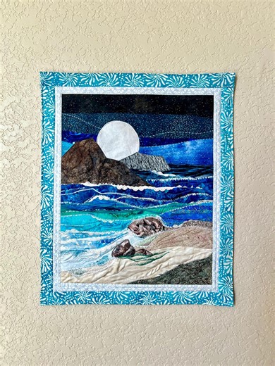 Rocky Waves Ocean Quilted Wall Art: Textured Fiber Art Quilt, 21.5"x25.5" - Etsy