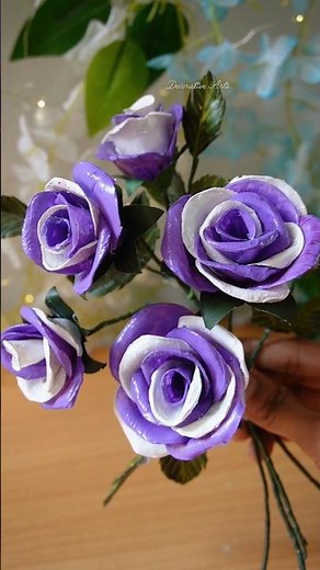 How to Make Purple and White Rose /DIY Aesthetic Rose Making Ideas With Glue Gun/#diy #rose #craft