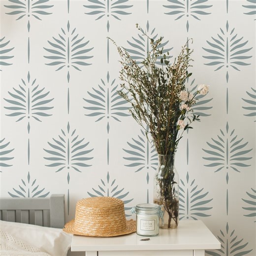 Fern Wall Stencil 2-pack, Large Scandinavian Pattern, Fern Wall Stencil for Painting, Stencilit (17"x22.5") - Etsy