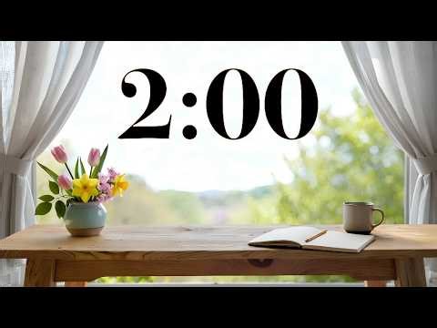 2 Minute Lofi Timer | Desk with Spring Vibes | Calm Music & Nature Sounds to Read, Study, or Focus