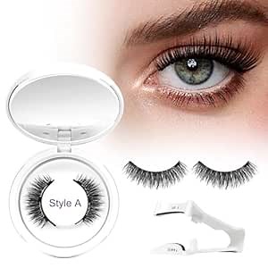 Magnetic Eyelashes, 1 Pair Reusable Magnetic Lashes with Applicator, No Glue Needed, Easy to Wear and Remove (Style A)