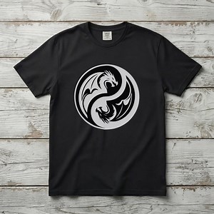 Yin Yang Dragon T-shirt | Black and White Symbolic Unisex Tee | Comfort Colors - Etsy