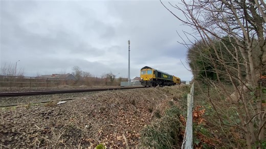 A Doncaster to Toton class 66 passes under Tapton bridge Chesterfield, with a 2 tone