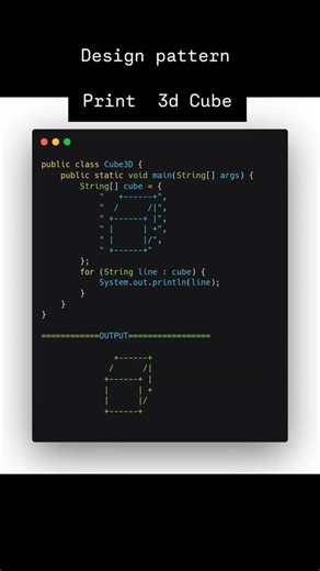 Code X Java on Instagram: "3d Cube #Java #JavaProgramming #CodeNewbie #LearnJava #ProgrammingTips #BackendDeveloper #JavaDeveloper #TechCommunity"