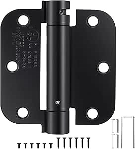 2 Pack | Self Closing Door Hinges 3.5”×3.5”, HBL' Automatic Door Closer Hinges with 5/8" Radius Corners, Adjustable Spring Door Hinge for Home, Garage & Basement Doors.