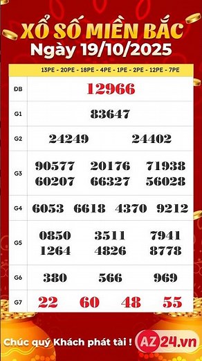 Northern Lottery 10/19/2025 | XSMB - SXMB - KQXSMB - XSTD - Northern Lottery Results today Sunday