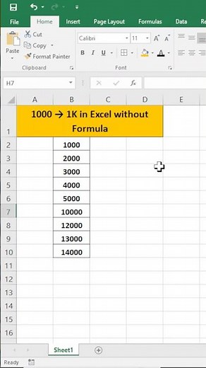 1000 = 1K in Excel 😳 (No Formula Trick)