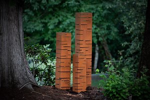 Fine Line Garden Column, Landscape Art, Planter, Lighting Box, Metal Garden Lantern, Steel Bollards | C428 - Etsy