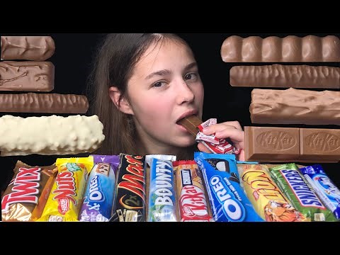 ASMR CHOCOLATE CANDY BARS Eating Sounds (OREO, SNICKERS, KITKAT, TWIX, MARS, LION, NUTS, MILKY WAY)