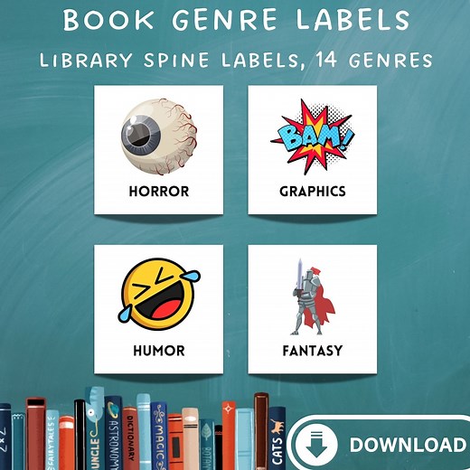 Fiction Genre Library Spine Labels: Classroom Organization (digital Download) - Etsy