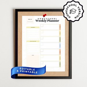 Homeschool Printable Weekly Planner Page | Undated | School Year Countdown | Homeschool Studies Tracker | Kids & Mom Routine Checklist - Etsy