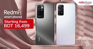 Redmi smartphones are now available at robishop starting from BDT 16,499. Grab your desired Redmi smartphones from robishop and enjoy up to BDT 300 cashback on bKash & Nagad payment. You can also get 10% discount on pre-payment with debit or credit card, up to BDT 500 cashback. Take advantage of a no-interest EMI payment plan for up to 3 months and also earn BDT 300 bonus on sign-up for robishop's new website. Hurry up and order now! | Robishop
