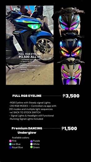 MJLED Moto Garage Basic Packages🔥 Full RGB Eyeline set-up Premium Dancing Underglow #mjled #mjledmotogarage #motormodifikasi #indoconcept🇮🇩 #rgblights